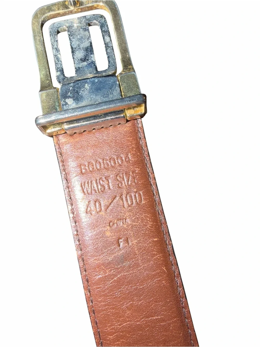 Black and Brown Reversible Leather Belt with Gold-Tone Buckle waist 40
